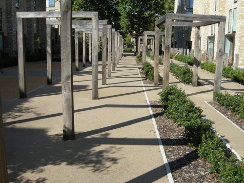 Accordia Cambridge Residential Development - Local Park with Trellis Structures